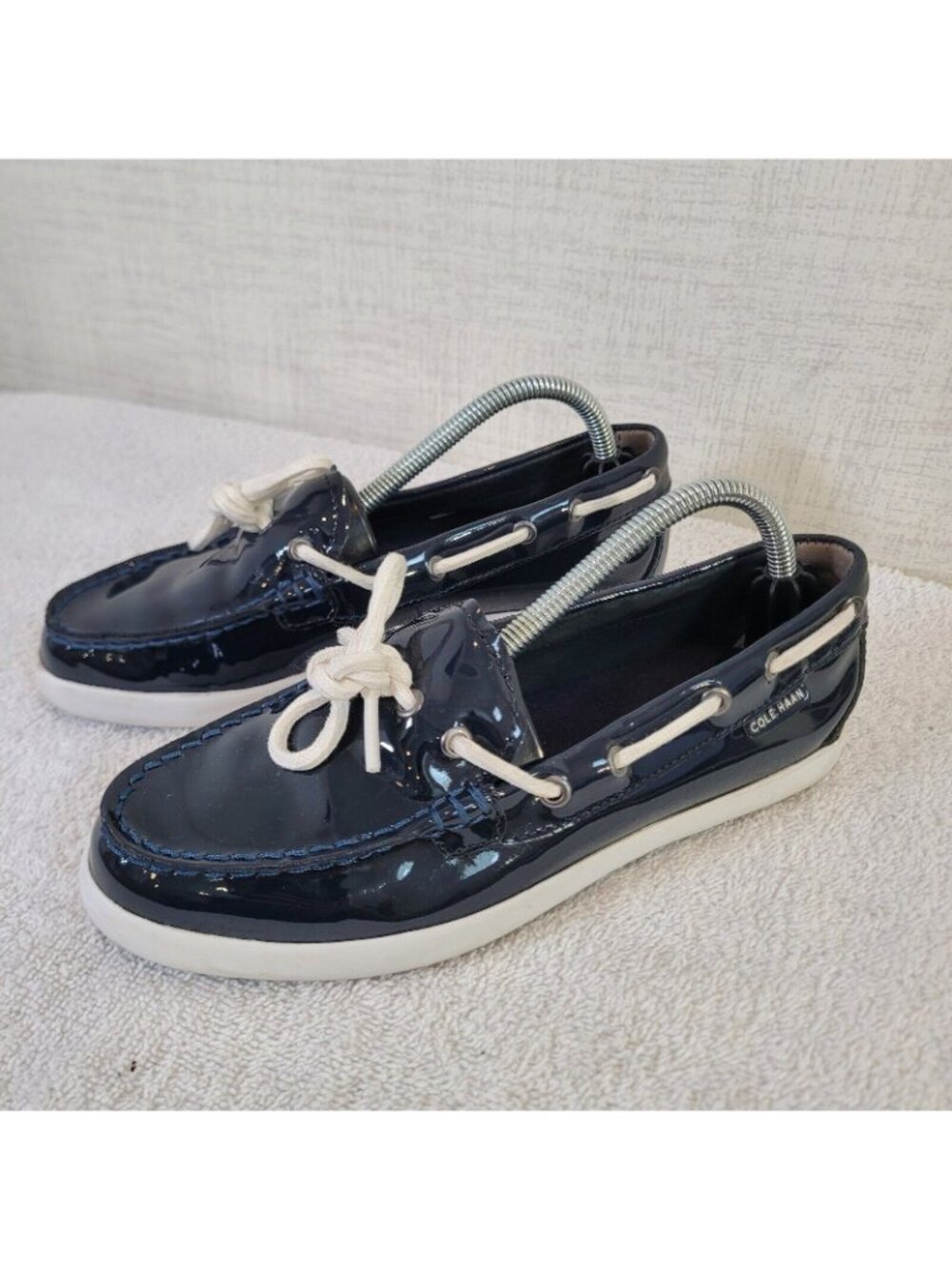 Cole Haan Boat Shoes Womens 6B Regatta Slip On W05747 Black Patent Leather - Picture 2 of 10